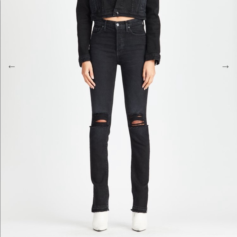 Cotton Citizen Black Distressed Bootcut Jeans